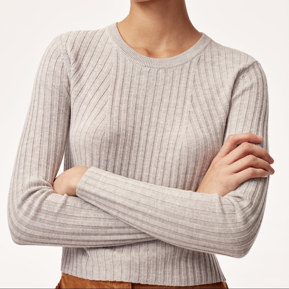 Babaton | Grey Cropped Long Sleeves